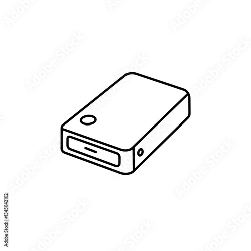 Sleek External Hard Drive Vector Icon - Minimalist Design for Data Storage, Backup, and Digital File Management