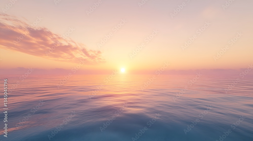 Obraz premium Serene Sunrise over Calm Ocean with Vibrant Sky Colors