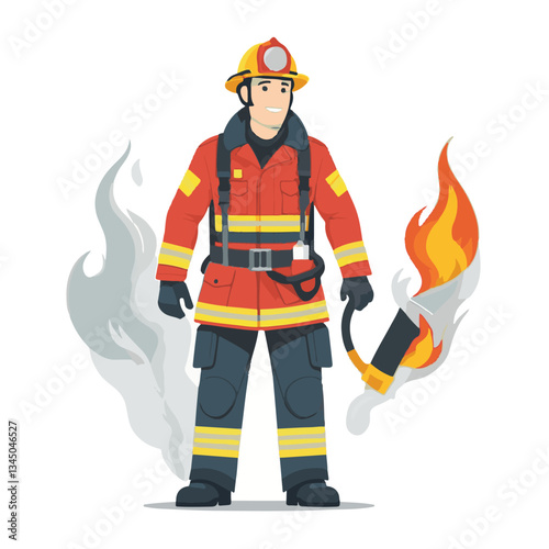 fireman, firefighter, safety, emergency, danger, man, rescue, fire, fighter, uniform, helmet, protection, background, service, red, equipment, hose, occupation, job, burn, person, work, male, hero, pr
