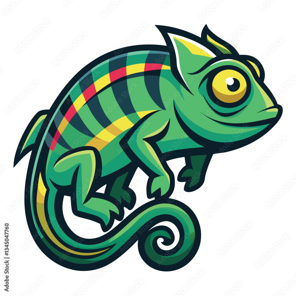 Obraz premium Colorful Chameleon Vector Illustration with Intricate Patterns