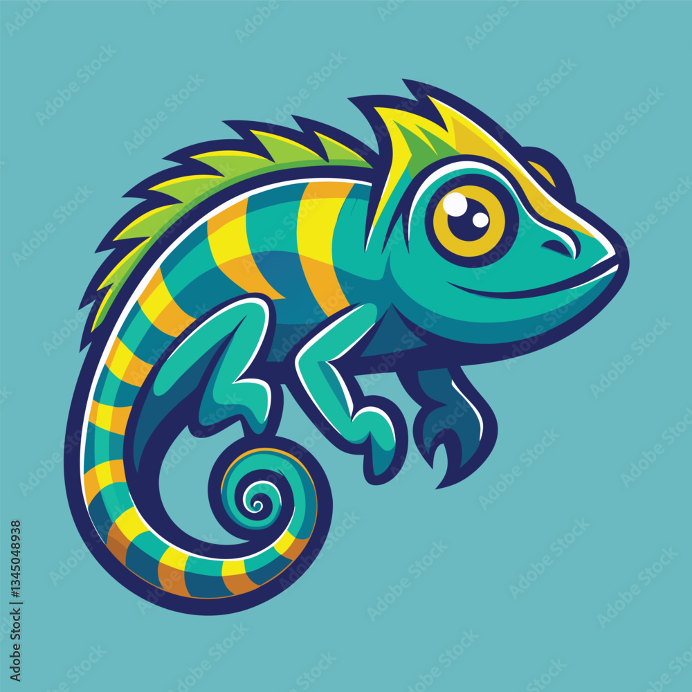 Fototapeta premium Vibrant Chameleon Logo with Intricate Vector Details