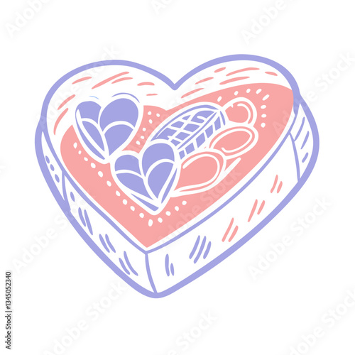 Heart-shaped box icon with treats, love and gift concept