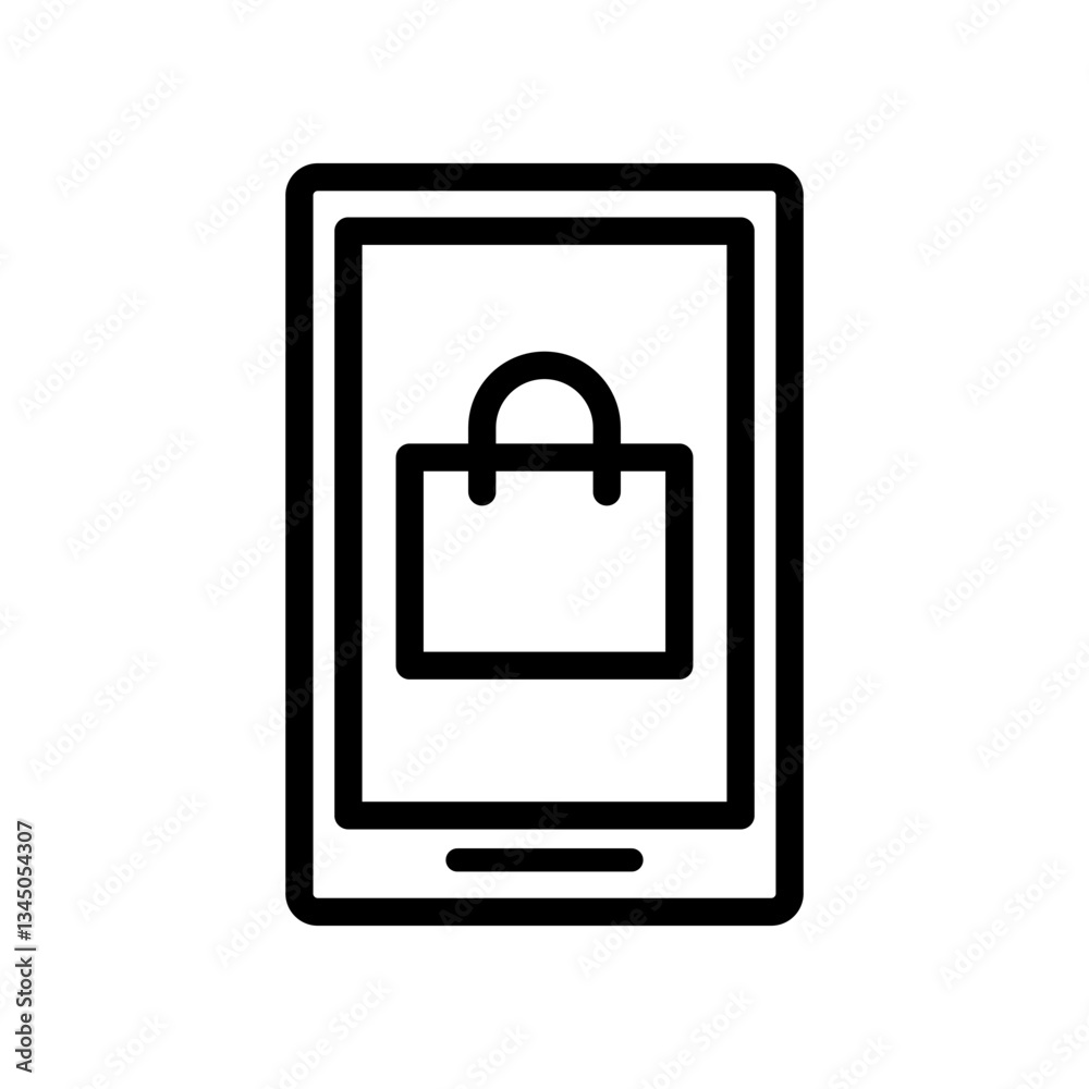 Minimalist Mobile Shopping Icon Depicting an E-Commerce App on Smartphone Screen Minimalist Mobile Shopping Icon Depicting an E-Commerce App on Smartphone Screen