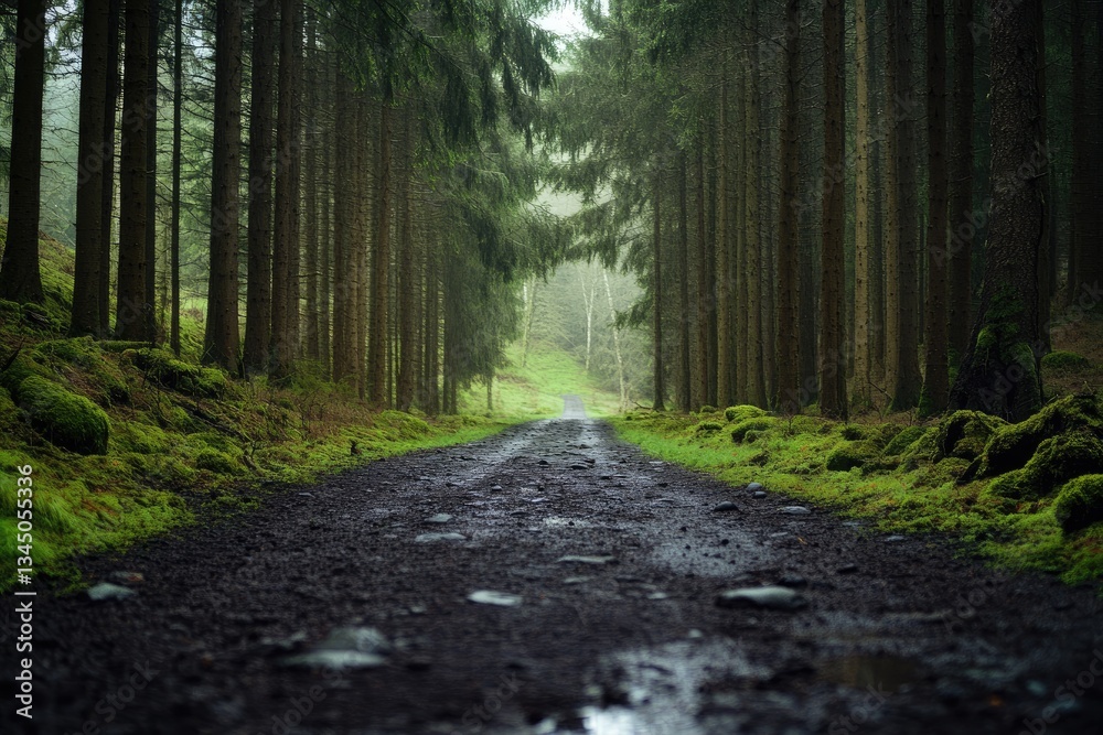 Fototapeta premium Path Through Misty Forest
