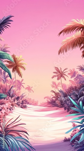 Wallpaper Mural An artistic depiction of a tropical paradise at sunset Torontodigital.ca