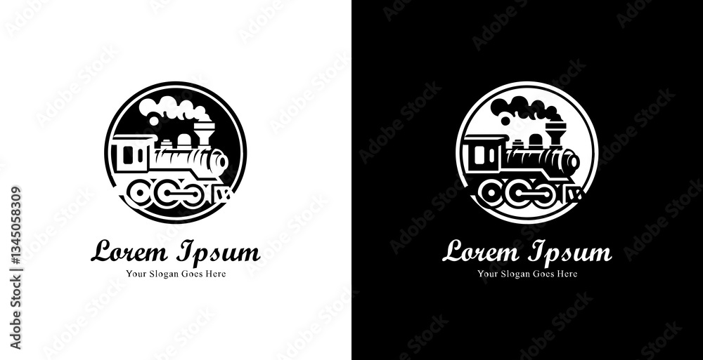 locomotive logo design with side view and combined with circle locomotive logo design with side view and combined with circle