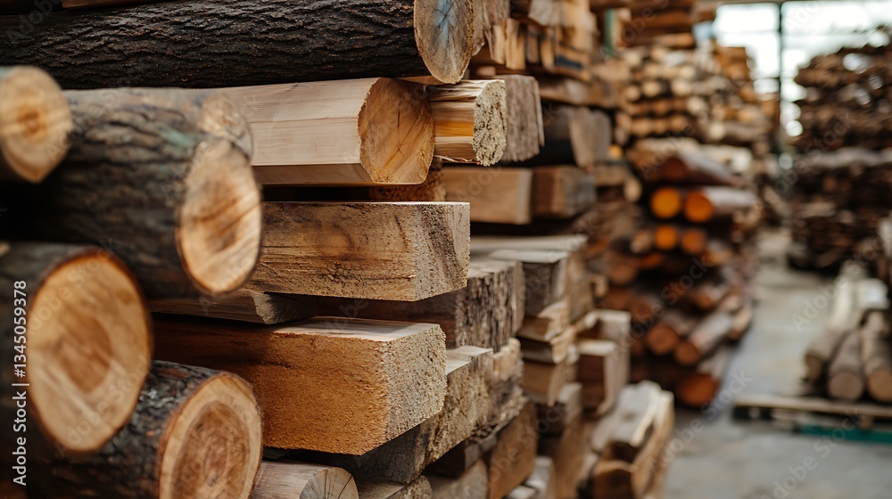 Stacked Lumber in a Warehouse: A Glimpse into the Wood Industry Stacked Lumber in a Warehouse: A Glimpse into the Wood Industry