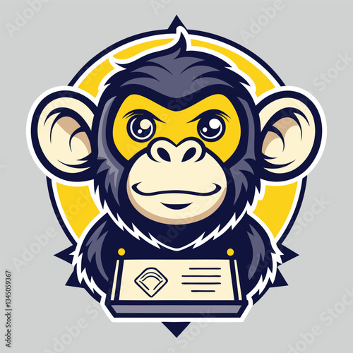 Eye-Catching Logo Screen Printing Boasting a Striking Monkey Head Vector Design