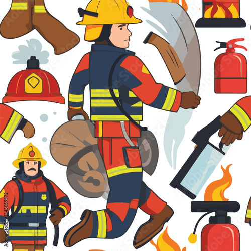 fireman, firefighter, safety, emergency, danger, man, rescue, fire, fighter, uniform, helmet, protection, background, service, red, equipment, hose, occupation, job, burn, person, work, male, hero, pr