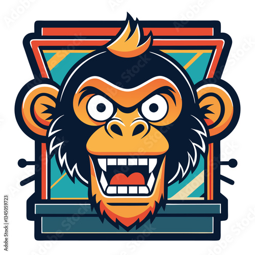 Creative Logo Screen Printing Design Featuring a Unique Monkey Head Vector