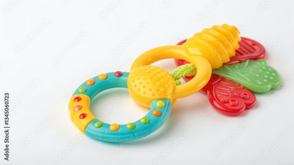Fototapeta premium Baby Teether Toy on White Background
