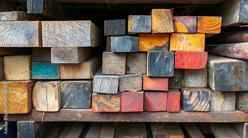 A Colorful Stack of Reclaimed Lumber