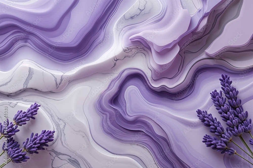 Obraz premium Serene Abstract Marble and Lavender Backdrop Featuring Contemporary Design Elements