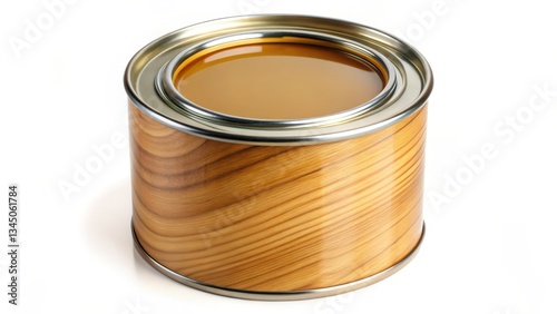 Wood Finish Can on White Background