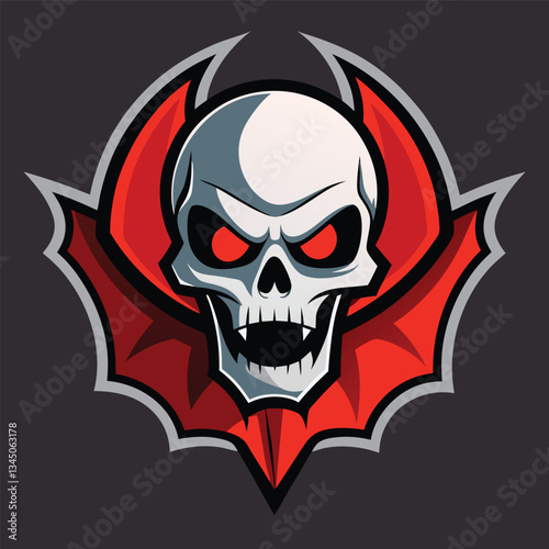 Eerie Graphic Design with Skull, Bat, and Vector Illustration