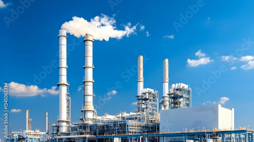 Wallpaper Mural Industrial Plant With Smoke Stacks Under Sunny Sky Torontodigital.ca