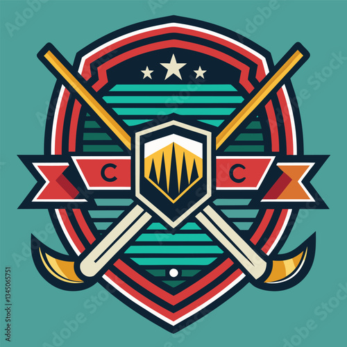 Classic Vintage Hockey Club Emblem Vector Illustration