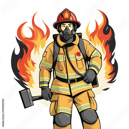 fireman, firefighter, safety, emergency, danger, man, rescue, fire, fighter, uniform, helmet, protection, background, service, red, equipment, hose, occupation, job, burn, person, work, male, hero, pr