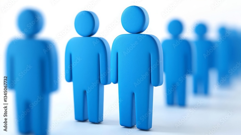 Business Recruitment Leadership Professional Teamwork Corporate Presentations Blue figurines representing diverse individuals. Business Recruitment Leadership Professional Teamwork Corporate Presentations Blue figurines representing diverse individuals.