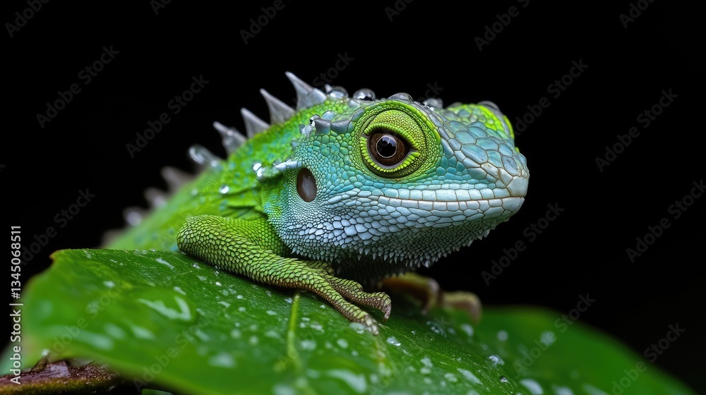 Fototapeta premium Green Lizard on Leaf