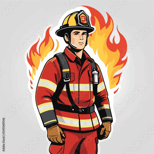 fireman, firefighter, safety, emergency, danger, man, rescue, fire, fighter, uniform, helmet, protection, background, service, red, equipment, hose, occupation, job, burn, person, work, male, hero, pr