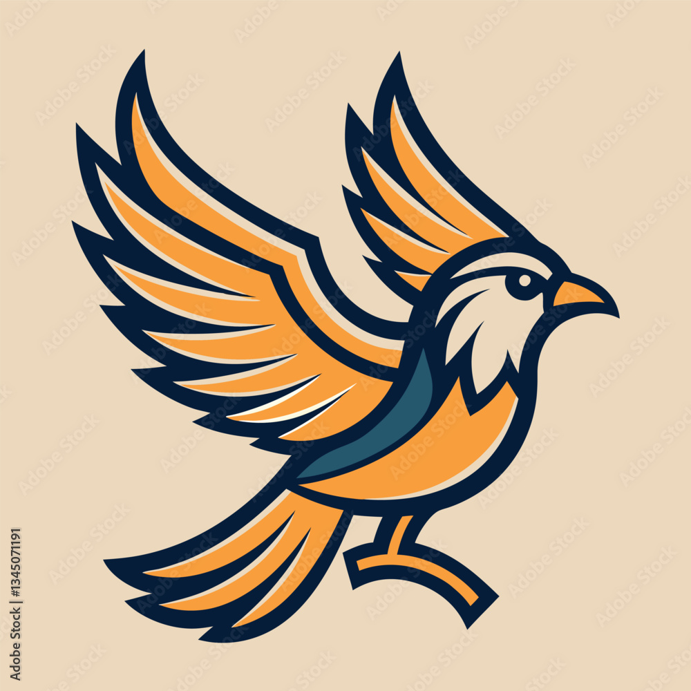 Fototapeta premium Vintage Vector Illustration of a Simple Bird Motif