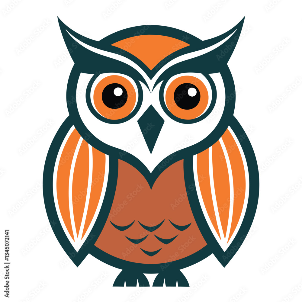 Fototapeta premium Serene Vintage Owl Illustration with Intricate Details