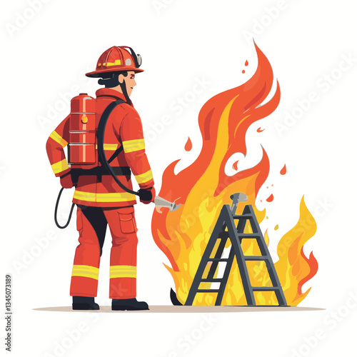 fireman, firefighter, safety, emergency, danger, man, rescue, fire, fighter, uniform, helmet, protection, background, service, red, equipment, hose, occupation, job, burn, person, work, male, hero, pr