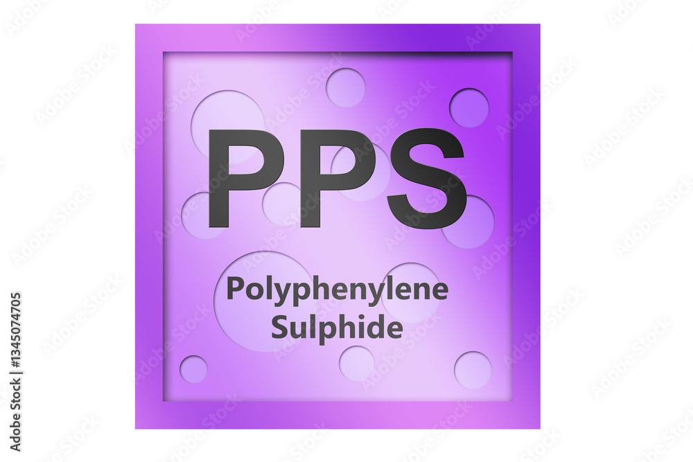 Polyphenylene Sulphide (PPS) polymer symbol isolated