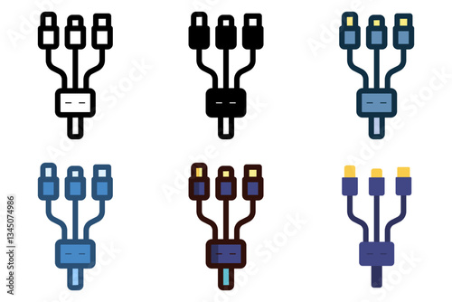 3 in 1 multi charging cable icon vector illustration