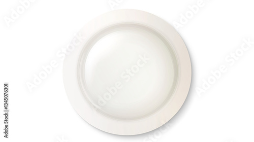 Empty Classic White Plate on Transparent Background – Top View