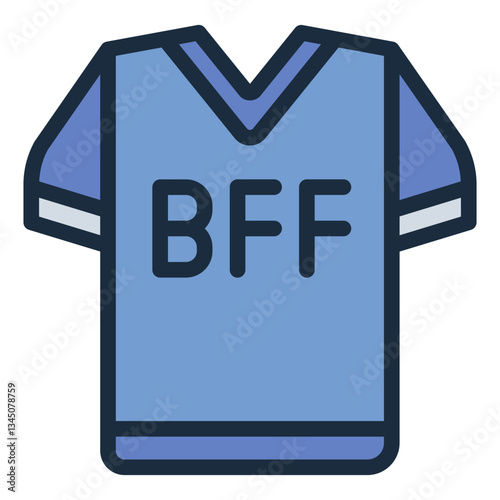 Matching friendship T-shirt filled line icon with BFF text