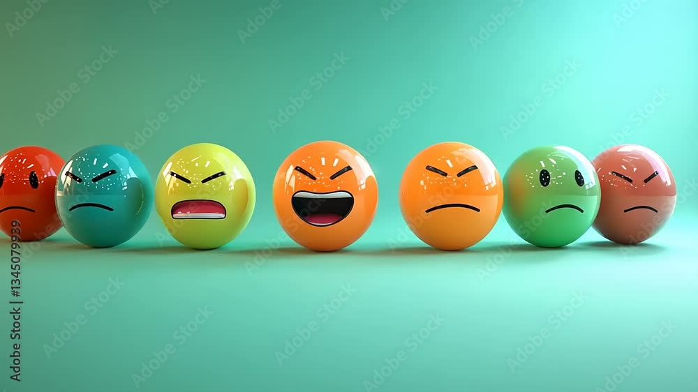 Colorful Emojis Expressions: A 3D Rendering of Diverse Moods Colorful Emojis Expressions: A 3D Rendering of Diverse Moods