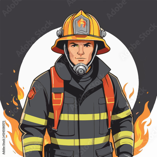 fireman, firefighter, safety, emergency, danger, man, rescue, fire, fighter, uniform, helmet, protection, background, service, red, equipment, hose, occupation, job, burn, person, work, male, hero, pr