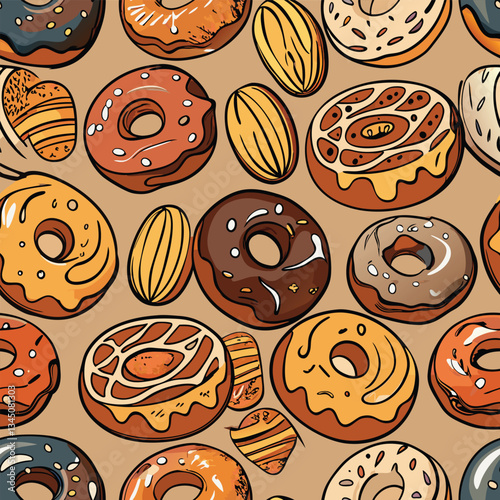 Hand-Drawn Vector Set of Delectable Donuts in Vibrant Colors