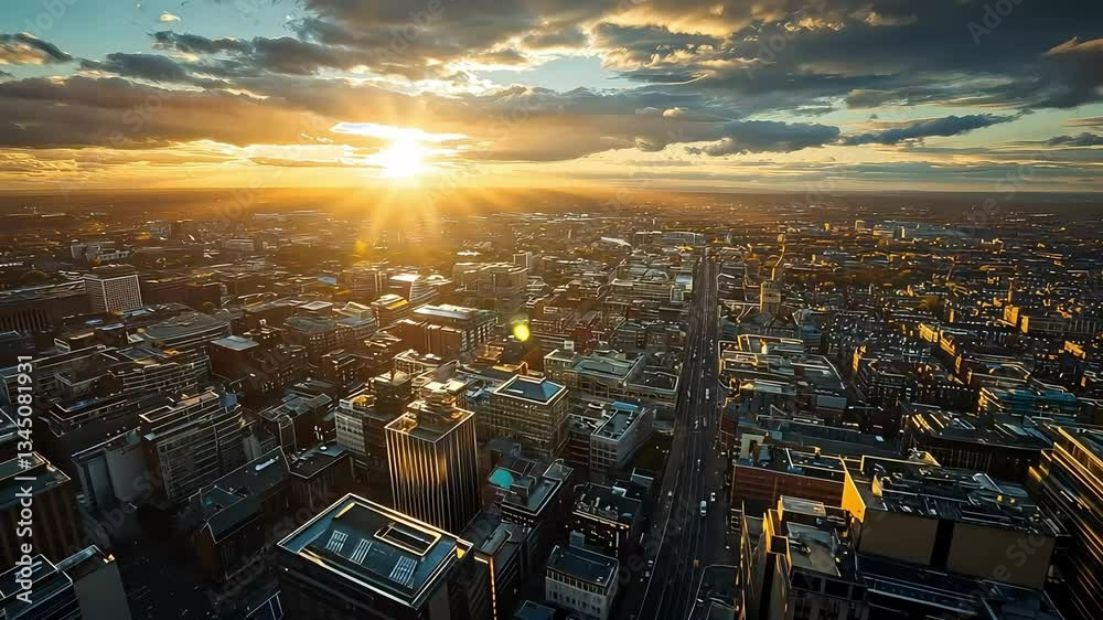 City Sunset Aerial View