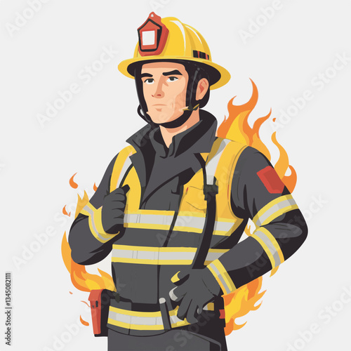 fireman, firefighter, safety, emergency, danger, man, rescue, fire, fighter, uniform, helmet, protection, background, service, red, equipment, hose, occupation, job, burn, person, work, male, hero, pr