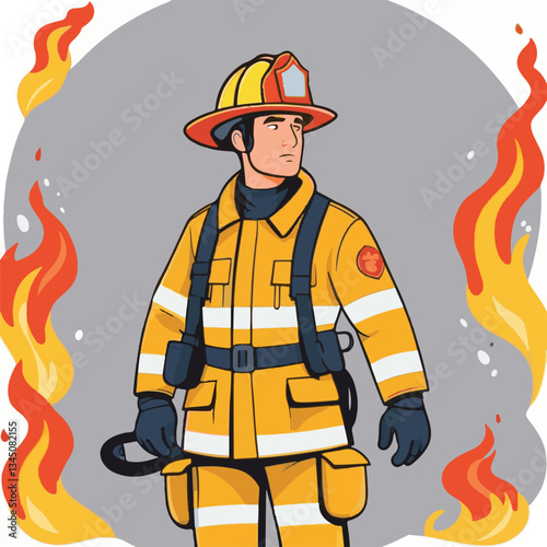 fireman, firefighter, safety, emergency, danger, man, rescue, fire, fighter, uniform, helmet, protection, background, service, red, equipment, hose, occupation, job, burn, person, work, male, hero, pr