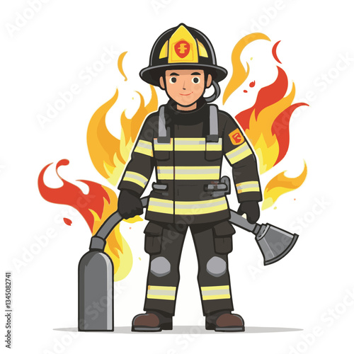 fireman, firefighter, safety, emergency, danger, man, rescue, fire, fighter, uniform, helmet, protection, background, service, red, equipment, hose, occupation, job, burn, person, work, male, hero, pr