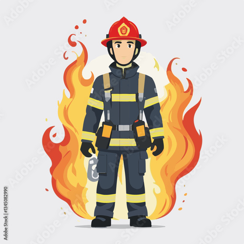 fireman, firefighter, safety, emergency, danger, man, rescue, fire, fighter, uniform, helmet, protection, background, service, red, equipment, hose, occupation, job, burn, person, work, male, hero, pr