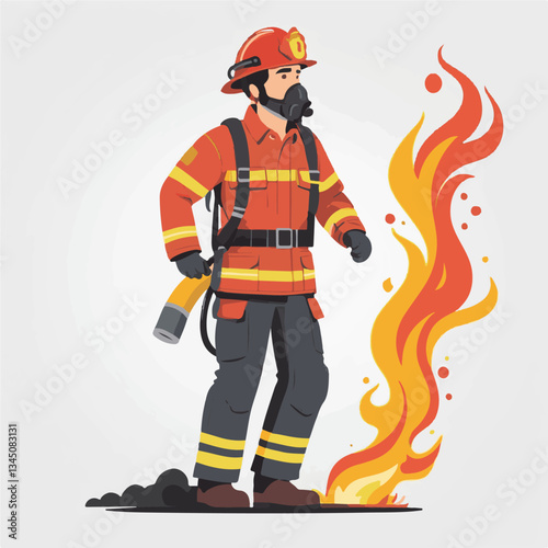 fireman, firefighter, safety, emergency, danger, man, rescue, fire, fighter, uniform, helmet, protection, background, service, red, equipment, hose, occupation, job, burn, person, work, male, hero, pr