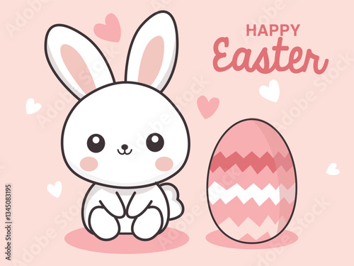 Easter greeting background with cute bunny vector illustration pattern