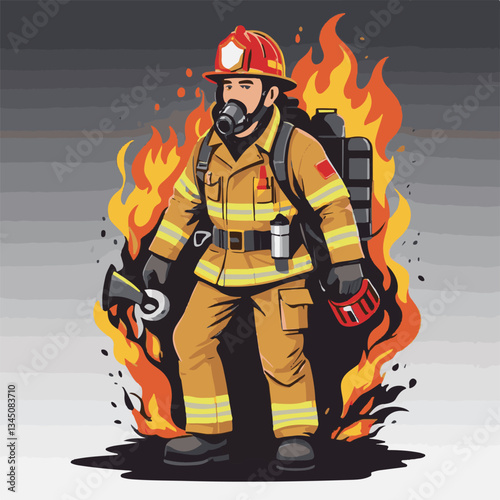 fireman, firefighter, safety, emergency, danger, man, rescue, fire, fighter, uniform, helmet, protection, background, service, red, equipment, hose, occupation, job, burn, person, work, male, hero, pr