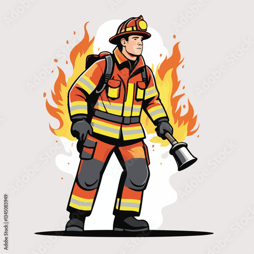 fireman, firefighter, safety, emergency, danger, man, rescue, fire, fighter, uniform, helmet, protection, background, service, red, equipment, hose, occupation, job, burn, person, work, male, hero, pr