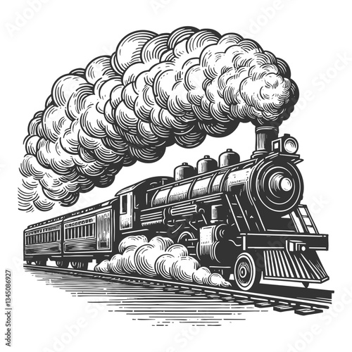 Steam Train Billowing Smoke vector illustration