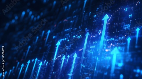 Abstract digital arrows upward trending background