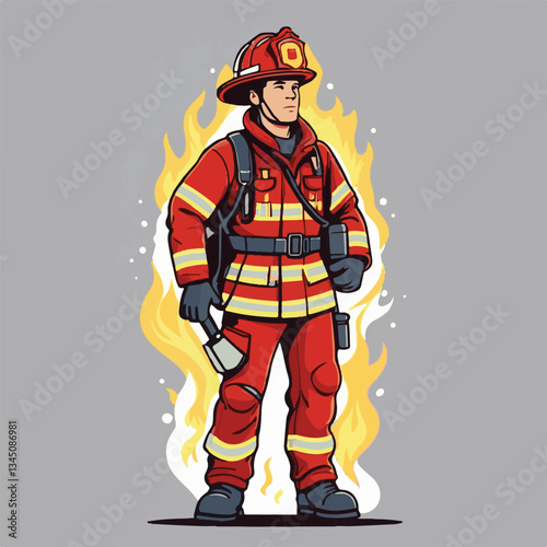 fireman, firefighter, safety, emergency, danger, man, rescue, fire, fighter, uniform, helmet, protection, background, service, red, equipment, hose, occupation, job, burn, person, work, male, hero, pr