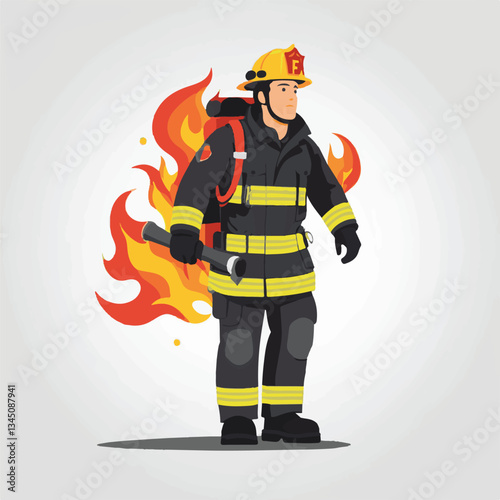 fireman, firefighter, safety, emergency, danger, man, rescue, fire, fighter, uniform, helmet, protection, background, service, red, equipment, hose, occupation, job, burn, person, work, male, hero, pr