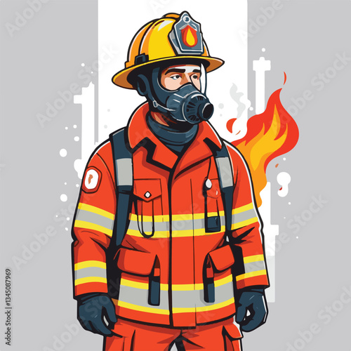 fireman, firefighter, safety, emergency, danger, man, rescue, fire, fighter, uniform, helmet, protection, background, service, red, equipment, hose, occupation, job, burn, person, work, male, hero, pr