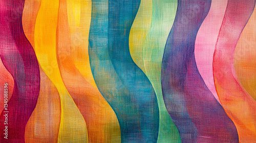 Vibrant Abstract Waves of Color Flowing Seamlessly Across a Textured Canvas Background